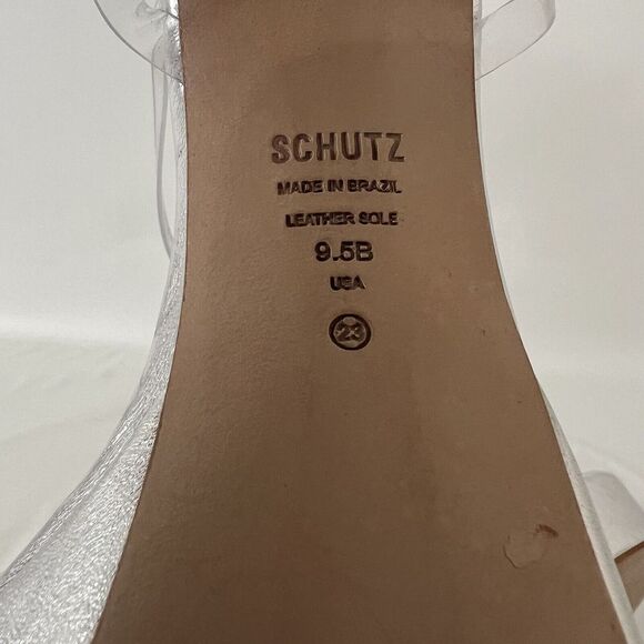 Schutz Womens Size 9.5 Elyda Silver Metallic Clear Ankle Strap Platform Sandal - Picture 9 of 10